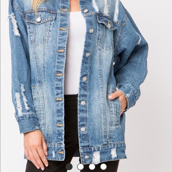 BEST SELLER Oversized distressed denim/jean jacket - Picture 2 of 7